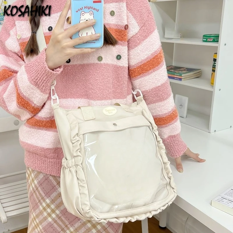 

All Match Transparent Ruffled Ita Bags Streetwear Fashion Chic Women Crossbody Bag Trendy Y2k Aesthetic Simple Shoulder Handbags