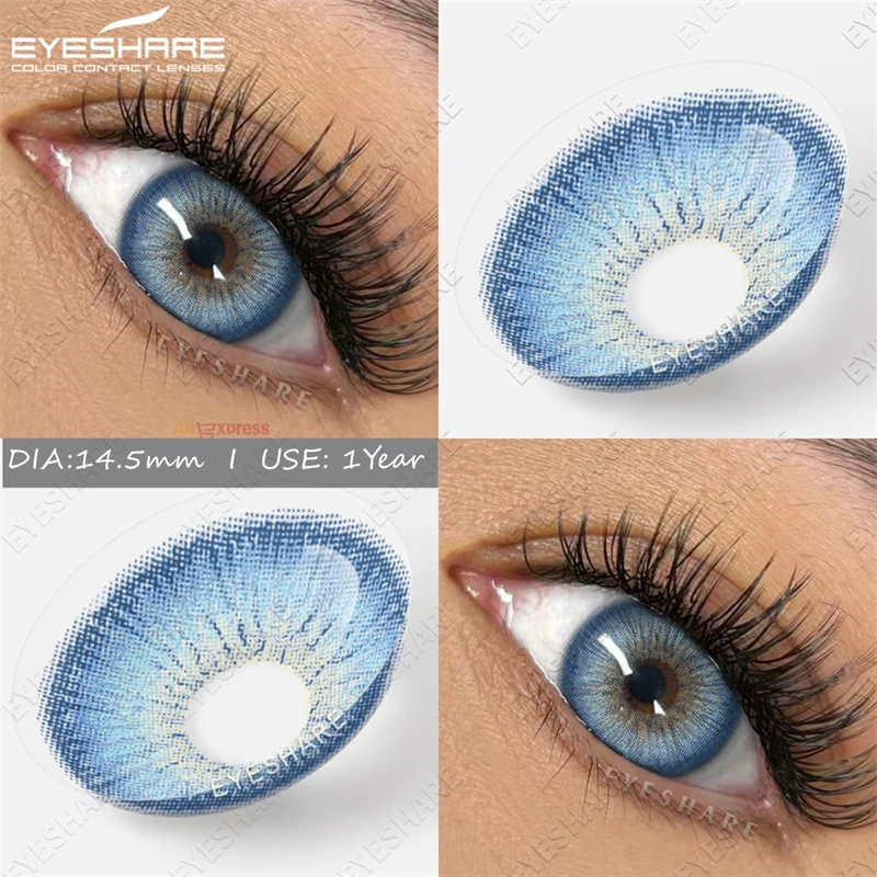 EYESHARE New Contact Colored Contacts Lenses for Eyes 1pair Green Contacts Blue Eye Lenses Yearly Beauty Makeup Gray Pupil  Lens