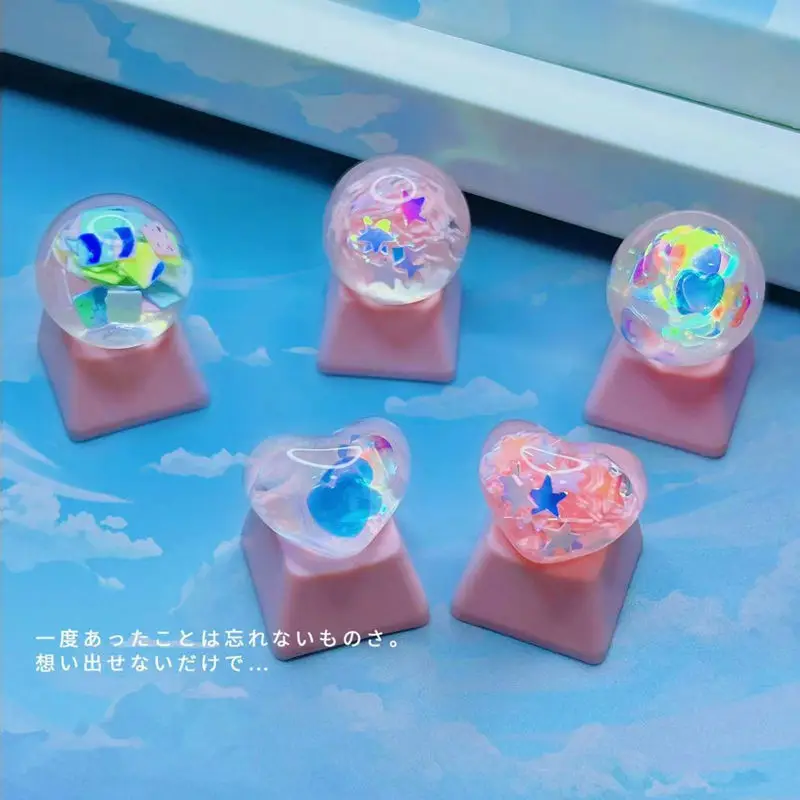Lovely Crystal Ball Cute Keycaps OEM Profile For Mechanical Keyboard Esc Artisan Keycap For GK61 SK61 SK64 SK87 GH60 Punk Love