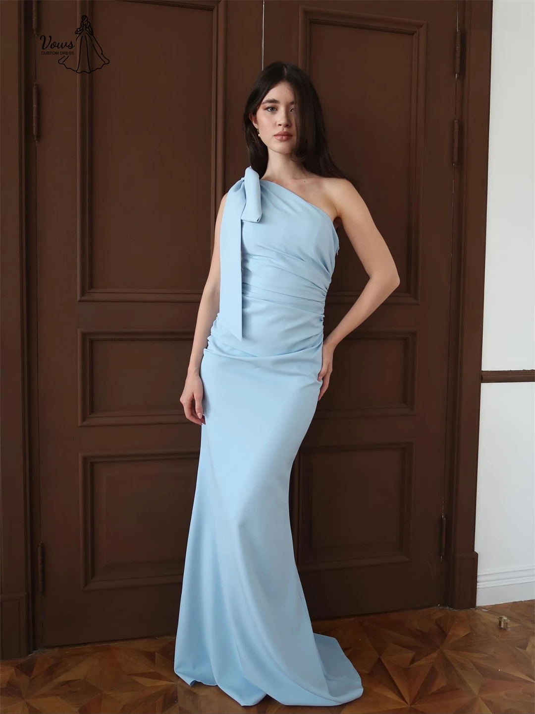 Vows-vestido de noche de un hombro para mujer, vestidos de noche de lujo 2025, falda elegante de cola de pez, pajarita hecha a medida para graduación