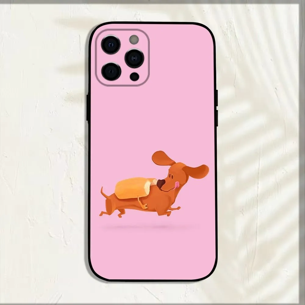 Funny Dachshund Dog Pet Phone Case For iPhone 15,14,13,12,11,Pro,X,XS,Max,XR,Plus,Mini Soft Black Cover