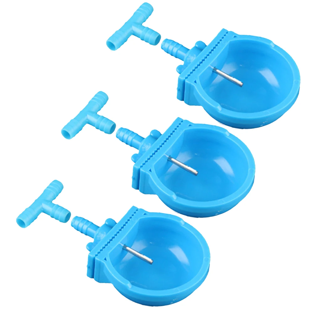 

3 Pcs Automatic Drinking Fountain Rabbit Water Dish Blue Round Bowl Pet Feeder for Rabbits Easy Cleaning Long Term Use Cage