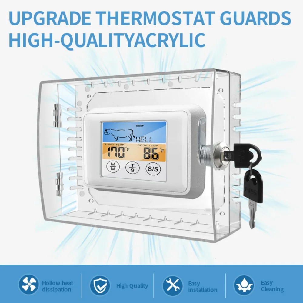 Home Use Universal Thermostat Lock Box with Key Large Transparent Protective Cover Thermostat Door Lock for Thermostat on Wall