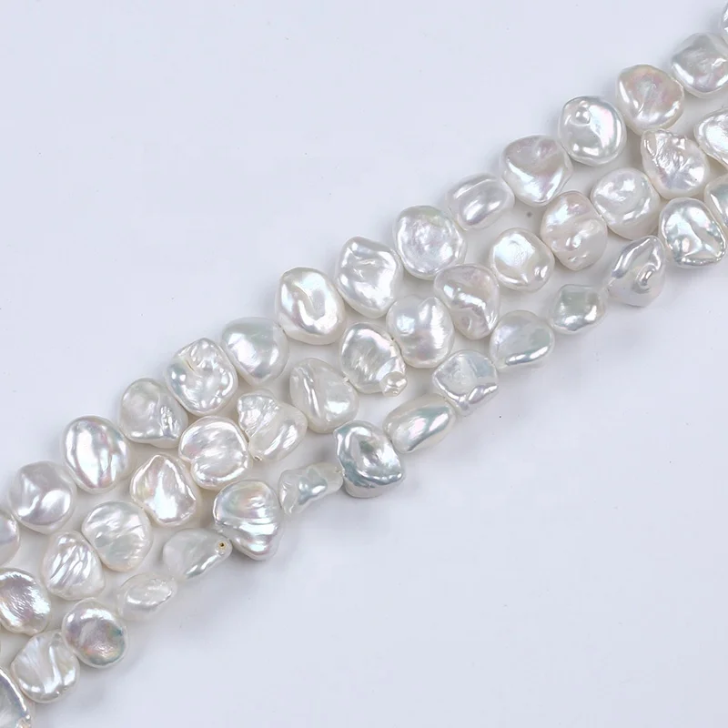 

8-9mm natural white 100% keshi freshwater pearl in strand