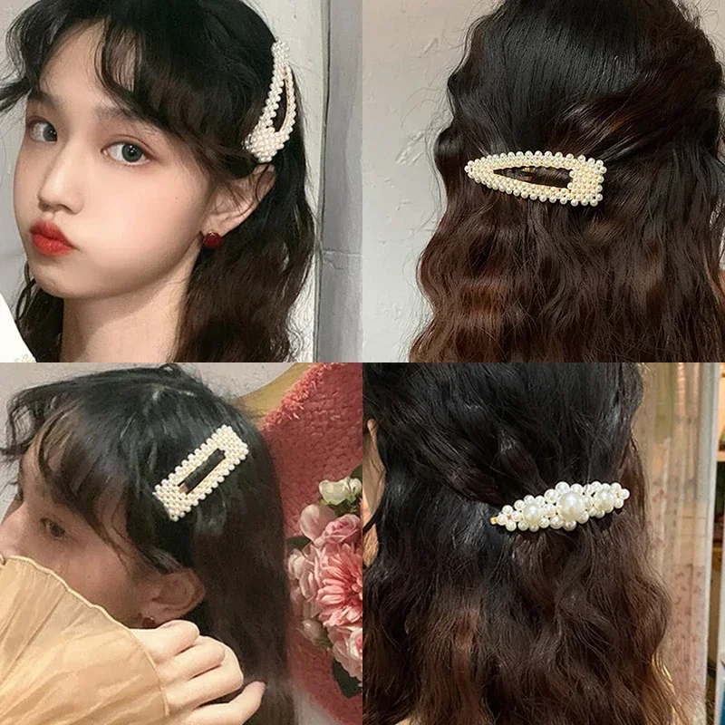 女性のための手作りパールヘアクリップ,幾何学的な花のピン,ヘッドギア,甘いヘアピン,ヘアアクセサリー,ファッションピン,10個