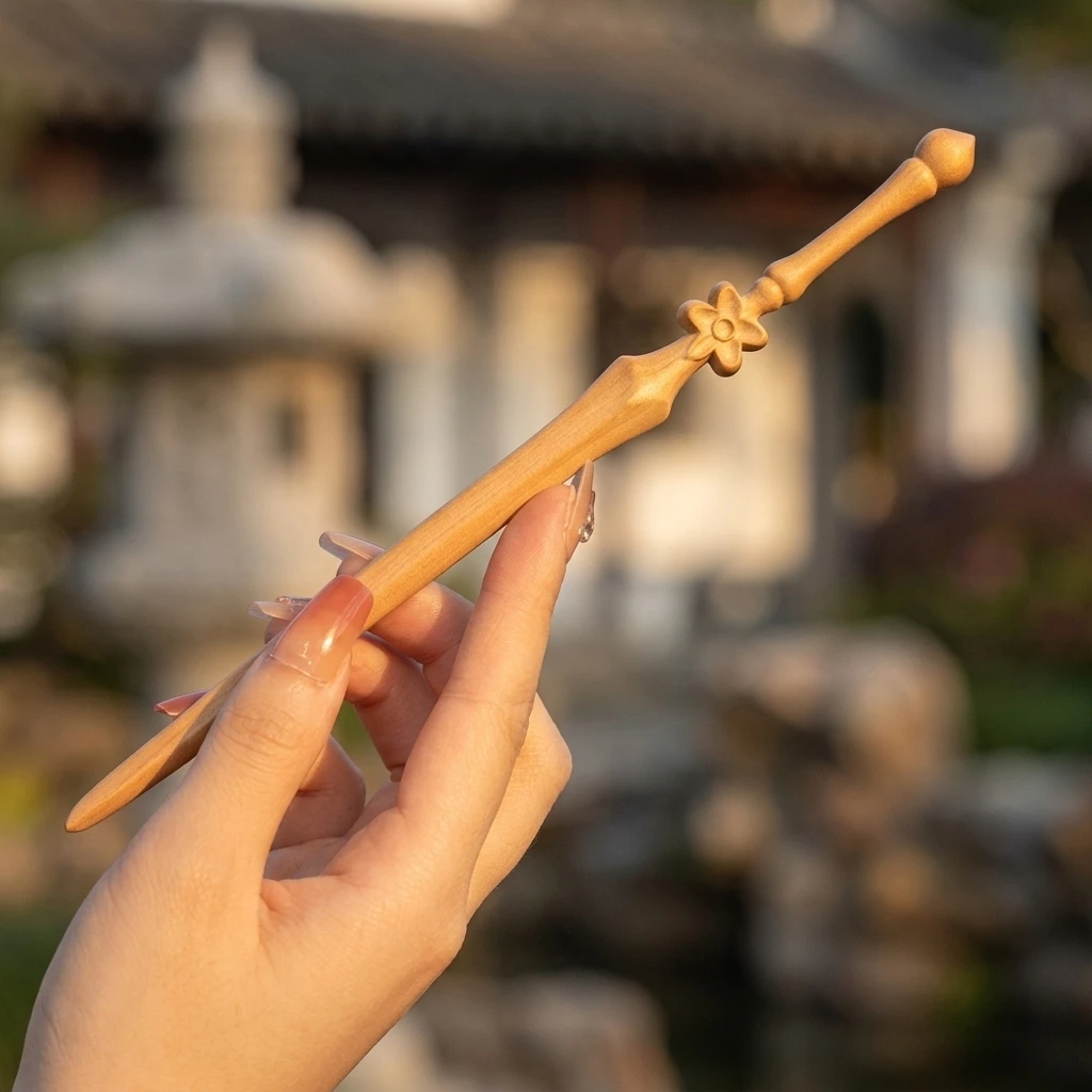 Hair Stick Natural Peach Wood Sword Shape Bun Holder Secure Updo Accessory for Hanfu Outfits Traditional Festivals Durable