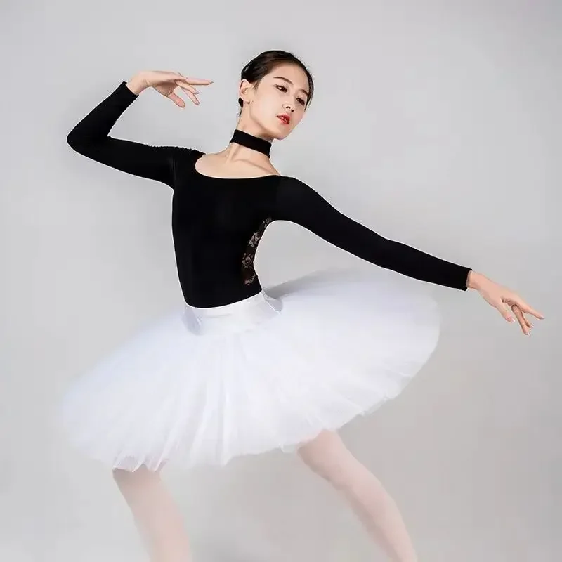 Ballet Leotards For Women Dancewear Hollow Out Stand-up Collar Adult Ballerina Clothes Long Sleeve Leotard Swimwear Costume