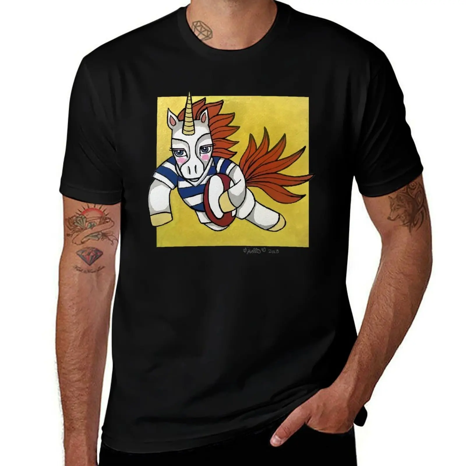 Rugby Unicorn: Provincial Aukland Colors: Animals of Inspiration T-Shirt man t shirt cotton T-Shirt
