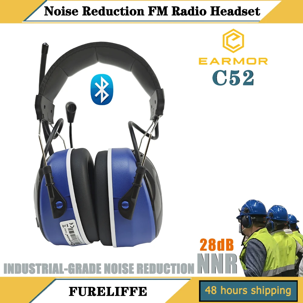 EARMOR C52 Electronic Noise-Reduction Earmuffs Hearing Protection Headset With Bluetooth Communication FM Radio Media Playback