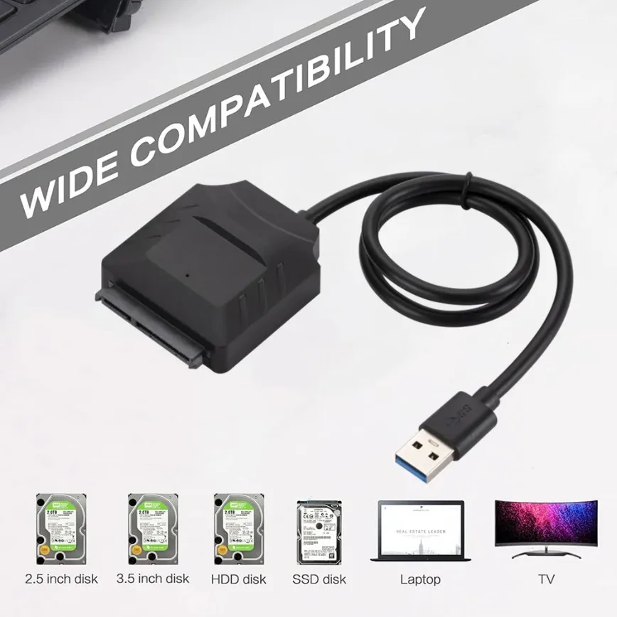 USB 3.0 - SATA変換アダプタケーブル 7+15ピン SATA - USB 3.0 ハードドライブ変換ケーブル Samsung Seagate 2.5インチ HDD SSDアダプタ用