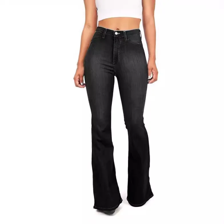 New High-waisted Micro Flared Jeans for All Four Seasons. Ladies' Fashionable, Slim-fitting and Temperament Floor-length Jeans