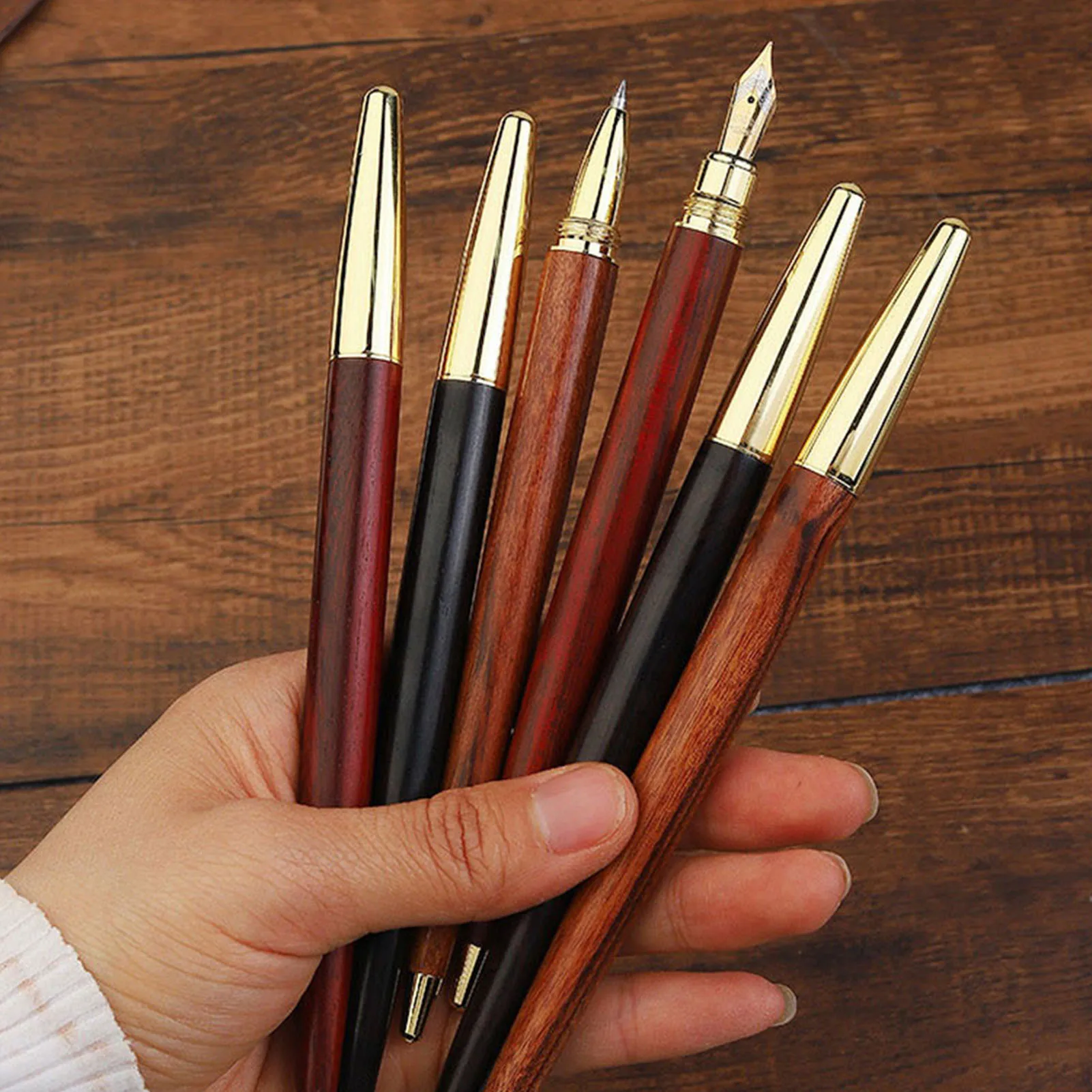 Classic Wooden Fountain Pen Smooth Writing Office Supplies Pen Gift for Friends Family Members