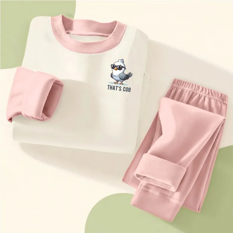 2026 Herbst Winter Weiche Fleece Kinder Freizeit-Schlafanzüge Jungen und Mädchen Gespleißter Langarm-Hausanzug Kinder-Pyjamas – Detail 6
