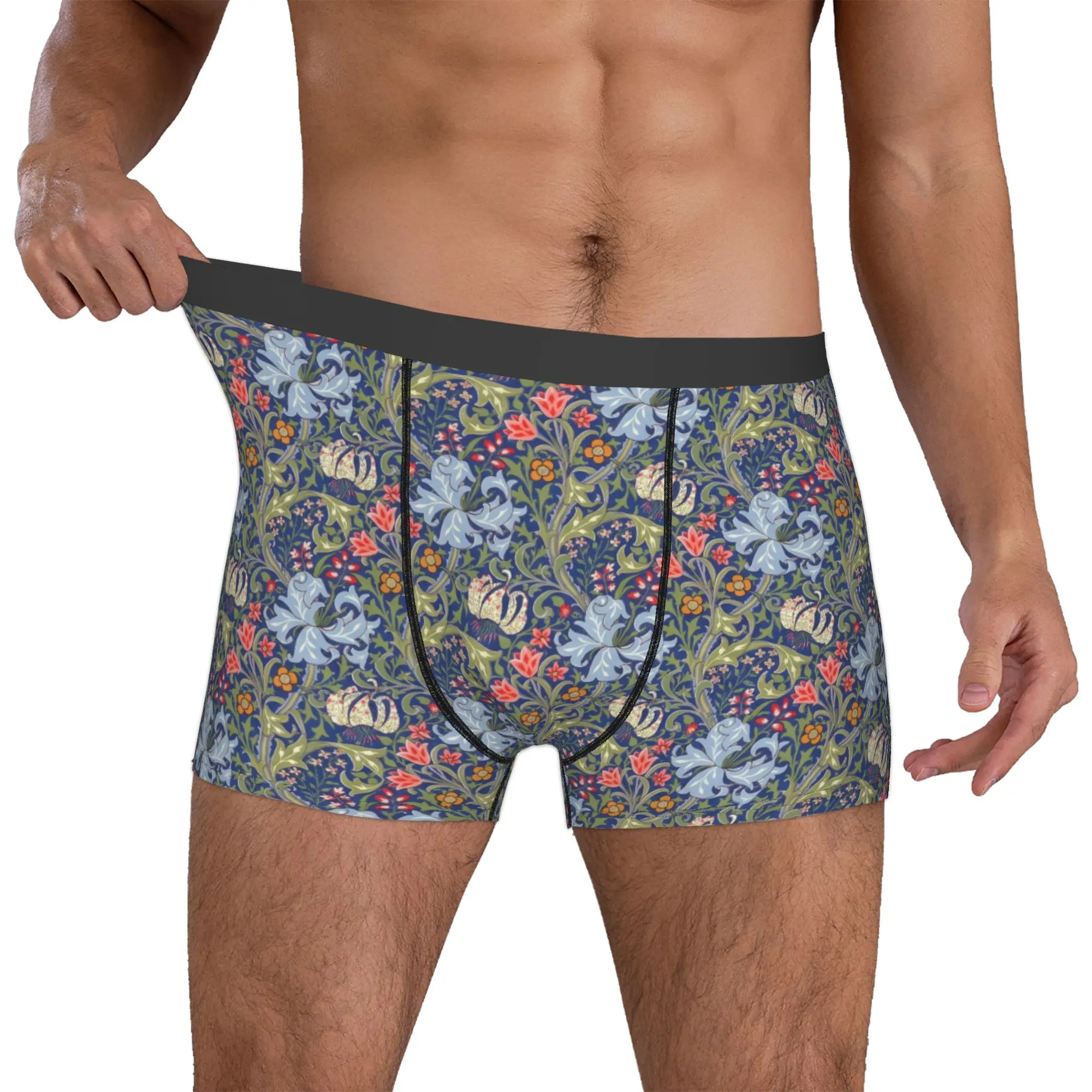 Funny William Morris Golden Lily Strawberry Thief Tones Boxers Shorts Panties Men's Underpants Comfortable  Briefs Underwear