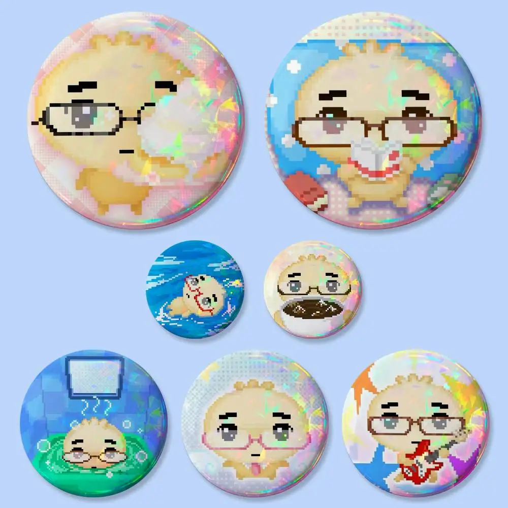 G-Glasses Dumpling Cute Y2K Badges Button Round Creative Pin Brooch Badge Bag Decor Accessories Fans Collect Friends Gifts