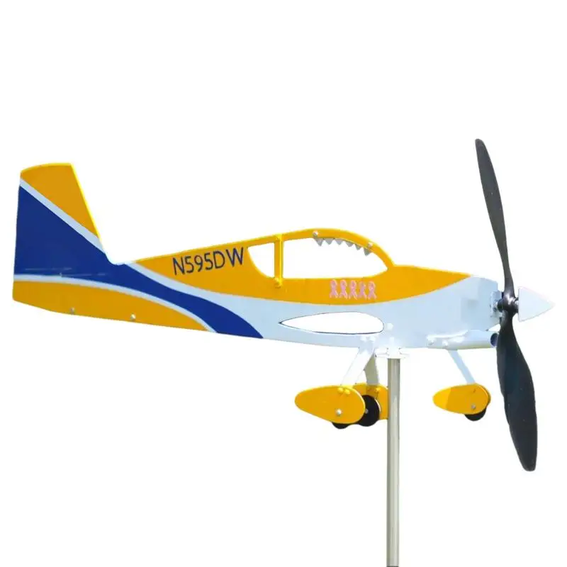 Airplane Weathervane Metal Weathervane Stake Spinner Windmill Outdoor Wind Vane Spinning Weathervanes Decor Aviation Decor