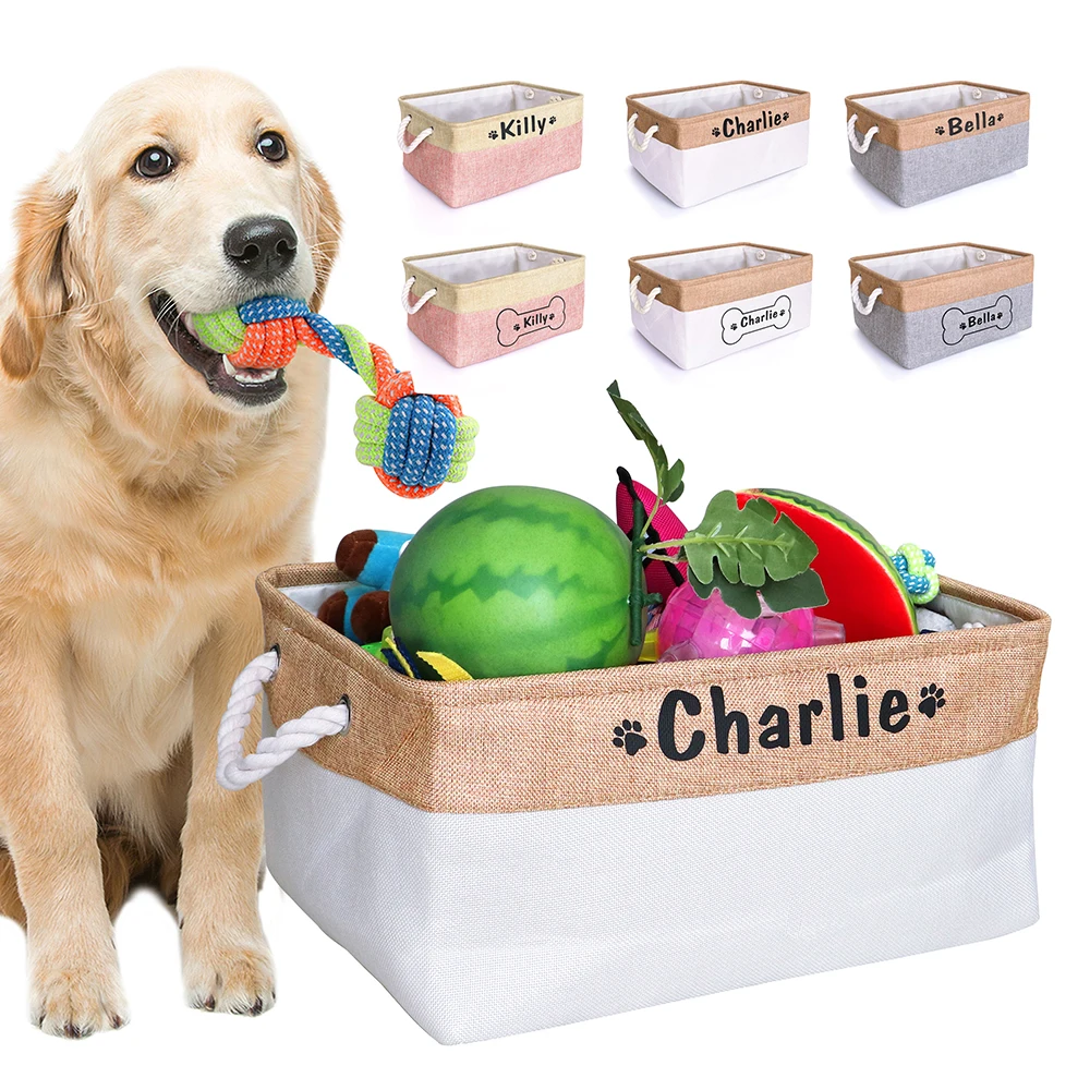 

Personalized Dog Toy Basket Custom Name Pet Storage Foldable Baskets For Dogs Toys Clothes Shoes No Smell Free Print Name