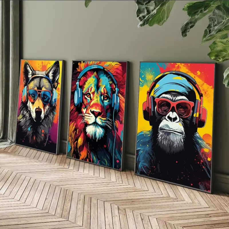 Oil Painting By Numbers Kits  Graffiti paint animals Drawing Canvas DIY Pictures By Numbers Home Decor