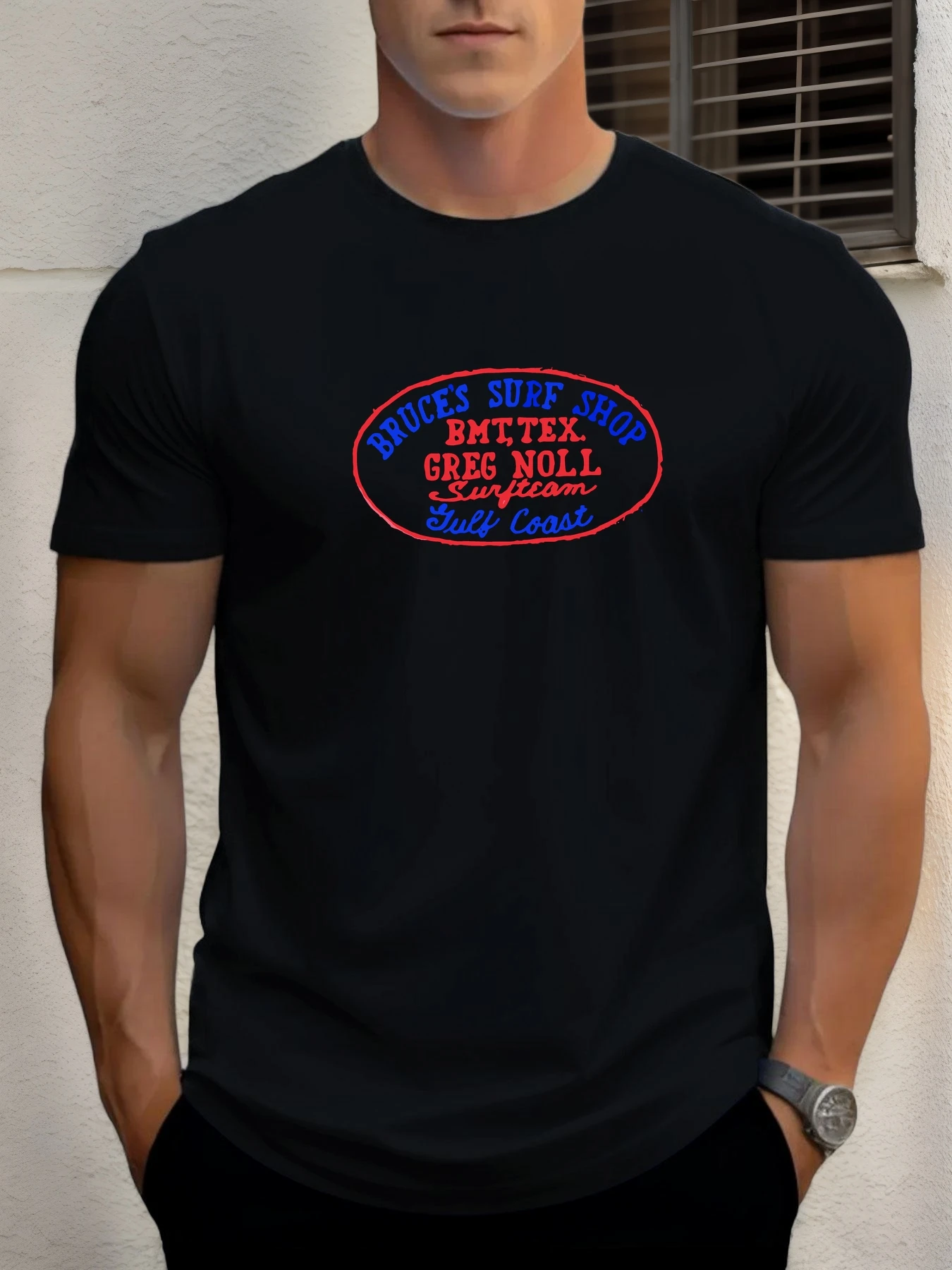 

Men's cotton T-shirt, summer round neck short sleeves, BRUCE'S SURF SHOP logo printed breathable streetwear fashion cool T-shirt