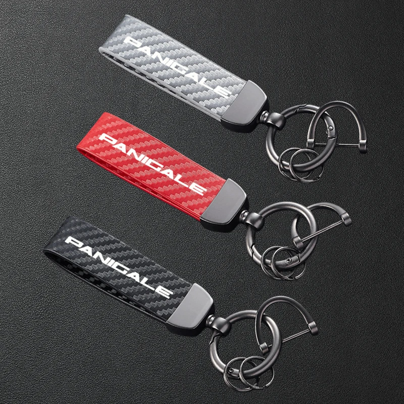 For DUCATI Panigale V4 V2 1299 1199/S/R 959 899 Accessories High-Grade Carbon Fiber Patterned Motorcycle Keychain Metal Keyring