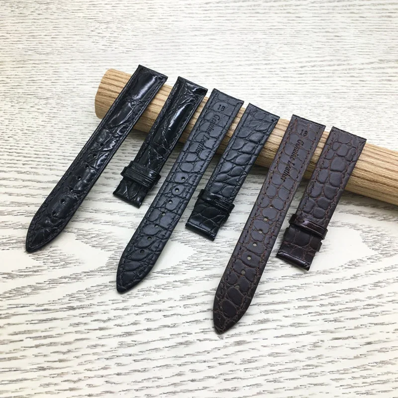 Two-sided Crocodile Leather Watchband 14 16 18 19 20 21 22mm Genuine Leather Alligator Watch Strap Band With Butterfly Buckle