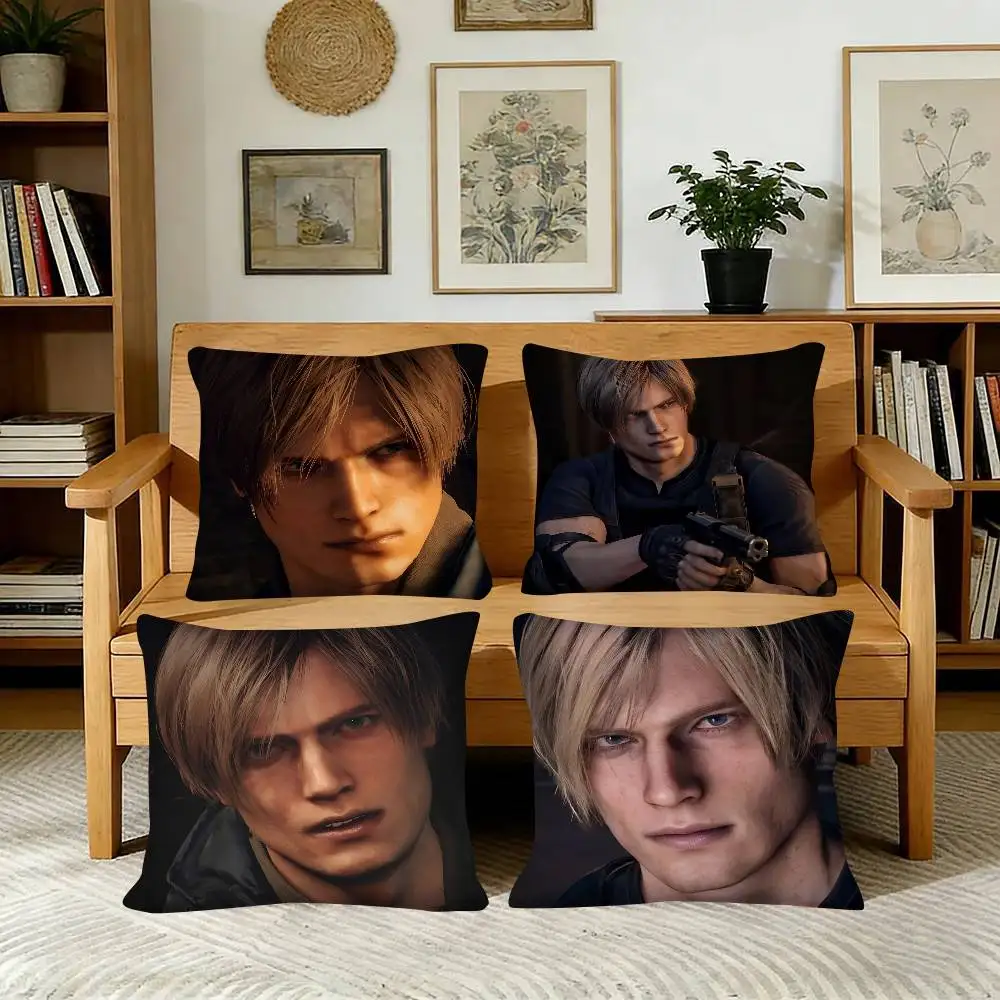 Leon S. Kennedy Game Resident Evil Pillow Case Fashion Square Pillowcase Bedroom Sofa Room Ins Decoration Leisure