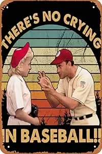 Yzixulet There's No Crying in Baseball A League of Their Own Vintage Poster Metal Tin Sign Vintage 8x12 Inch 8 x 12 Inch 1pc