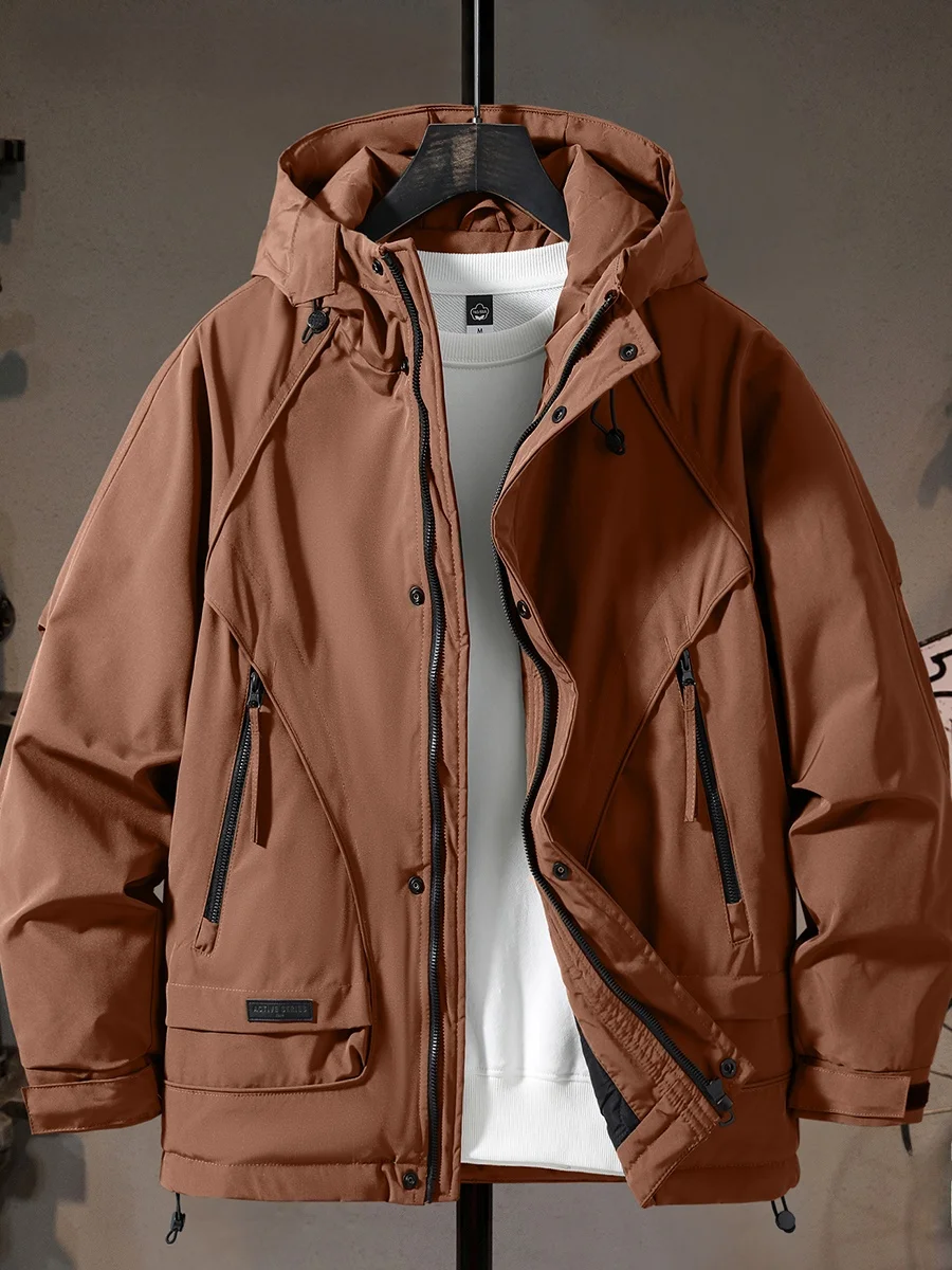 

Outdoor Men's Thiened Warm Cotton Jaet Hooded Faionable Winter Coat Youth Urban Sle Polyester Fiber Stand Fit Coat