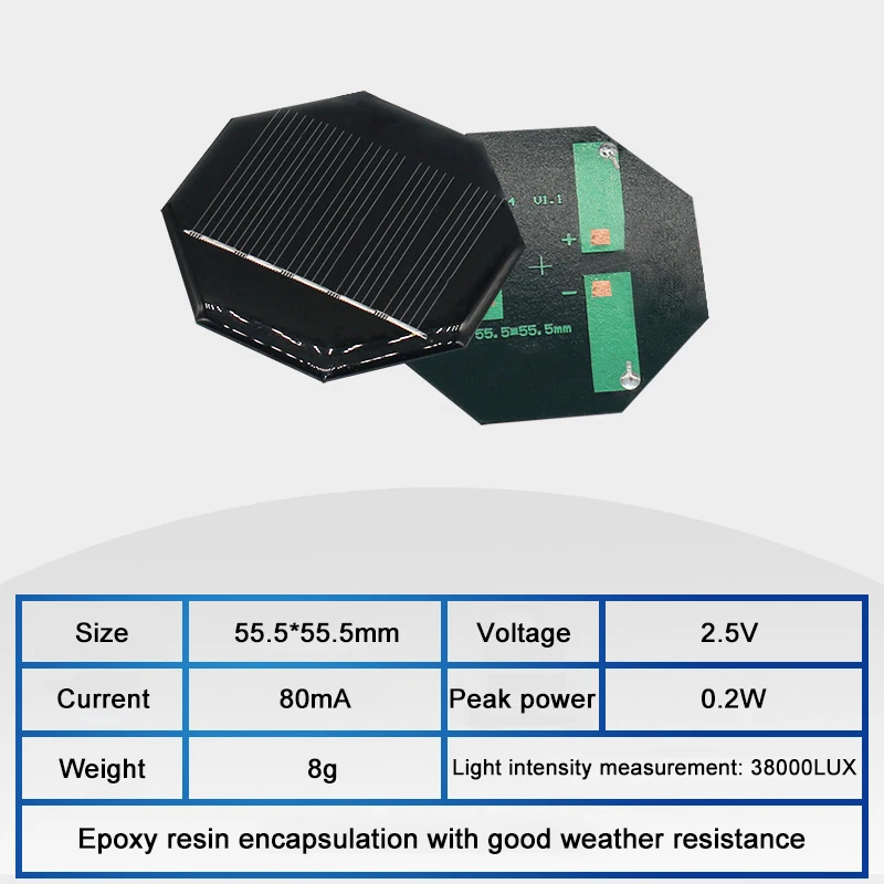 1PC 2V 2.5V Mini Mono/Poly Solar Panel 60mA 80mA 100mA 120mA 130mA 150mA 200mA DIY Solar Cell Module Solar System