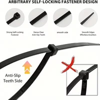 100pcs Self-locking Plastic Nylon Tie Black Fastening Strap Cable-Tie-Set Cable Zip Tie Fastening Ring Zip Wraps Strap Tie Wandu 6