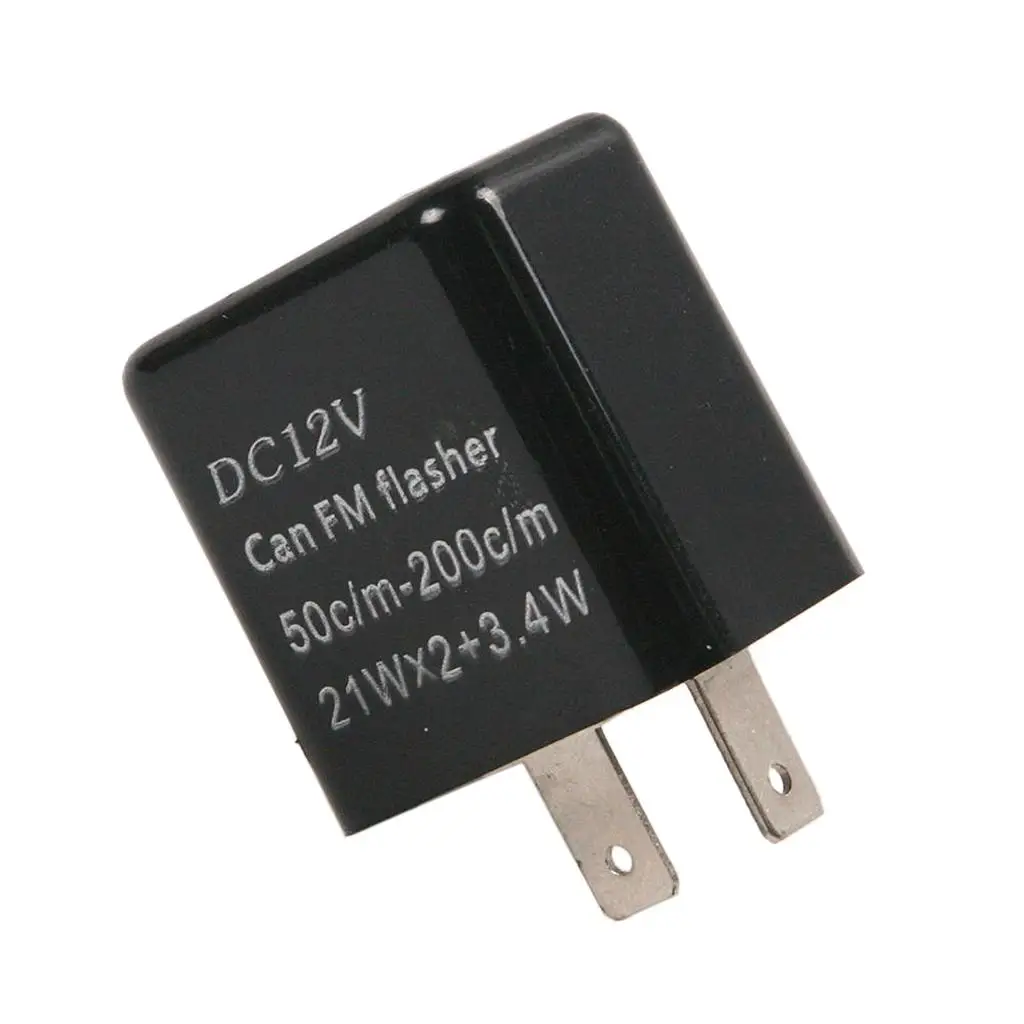Universal Motorcycle LED Turn Signal Flasher Relay Black 12V 2 Pin Adjustable Frequency Rear Light for Motorbike Lighting