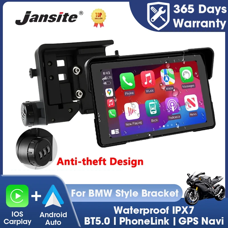 

Universal 7 inch For BMW Styel Bracket Moto Monitor Motorcycle GPS Navigation Carplay Screen Wireless Carplay Android Auto BT