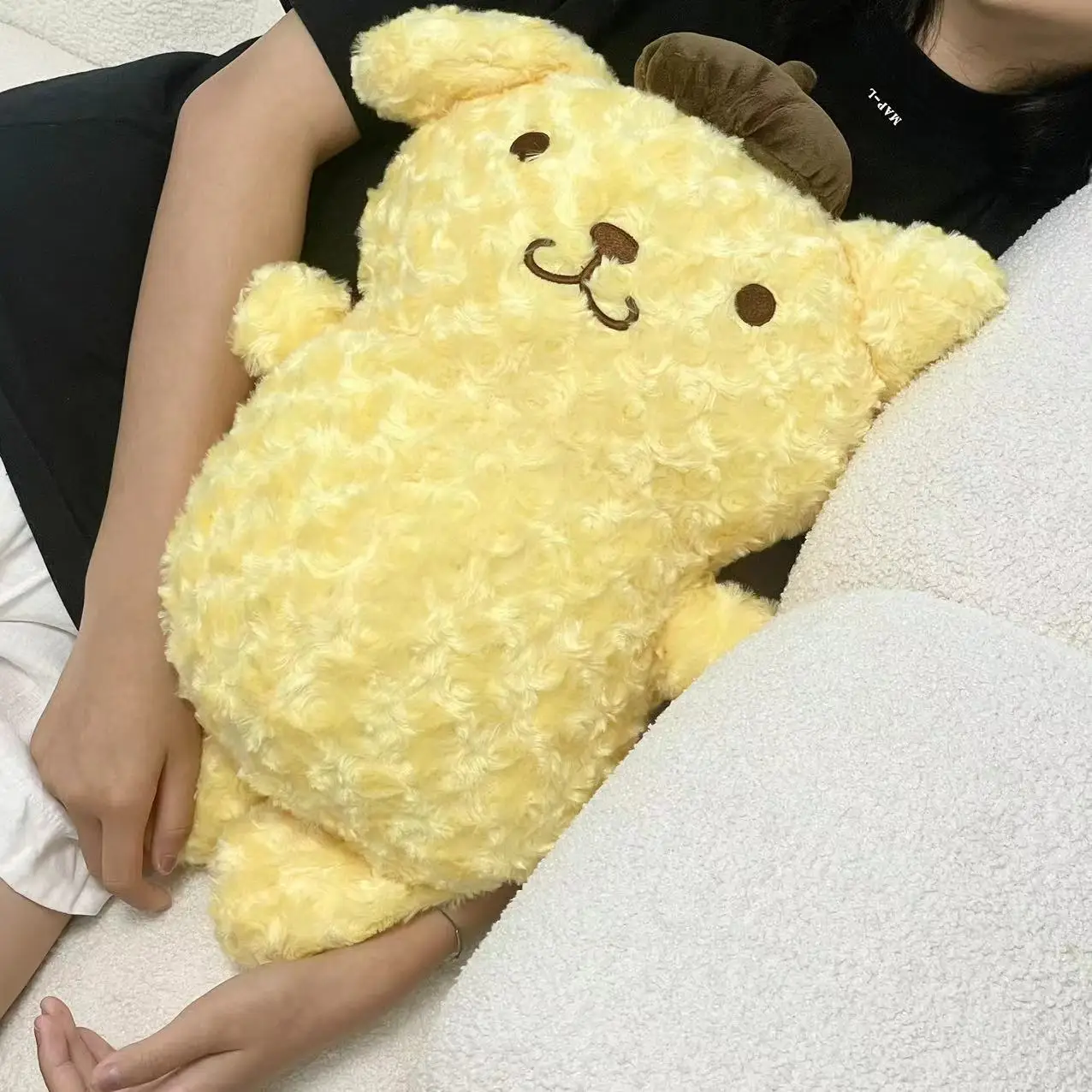 Sanrio Pom Pom Purin cuscino coperta bel cuscino giallo cane farcito Anime peluche divano letto decorazioni per la casa regali ragazza