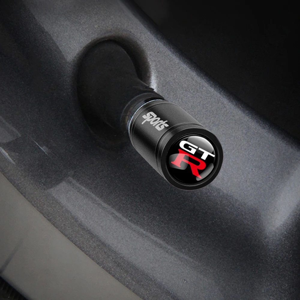 4pcs Car Styling Aluminum Wheel Tire Valve Air Stem Caps Badge For Nissan GTR X-trail Qashqai Note Sentra Patrol Navara Nismo