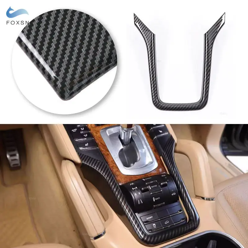 

Car Inner Center Console Gear Shift Panel Decorative Frame Cover Trim For Porsche Cayenne 2011-2017 ABS Carbon Fiber Style