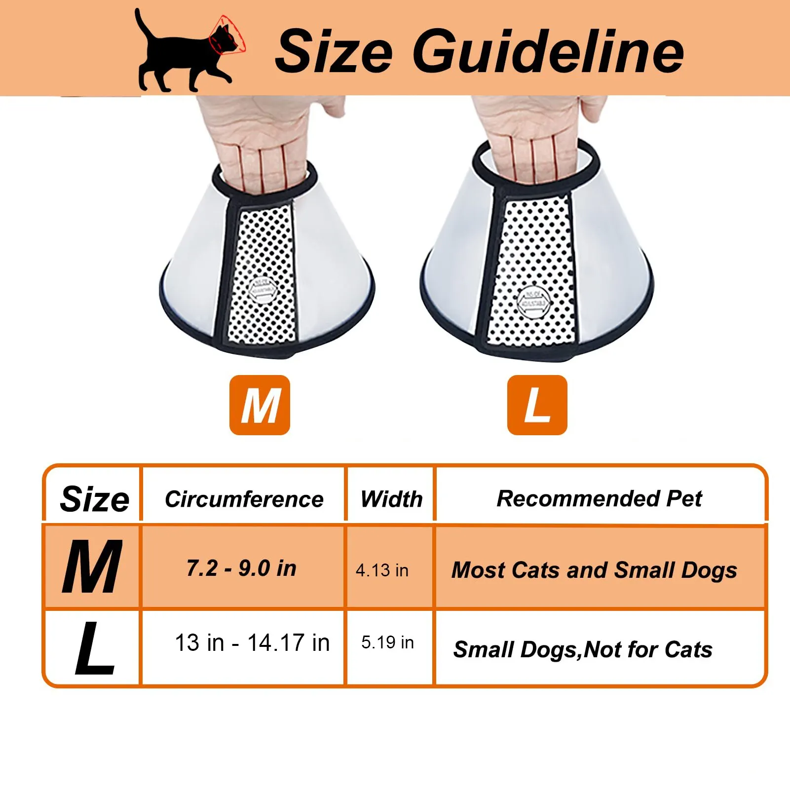 Vivifying Cat Cone, Adjustable Recovery Pet Cone, Lightweight Plastic Elizabethan Collar for Cats, Mini Dogs and Rabbits