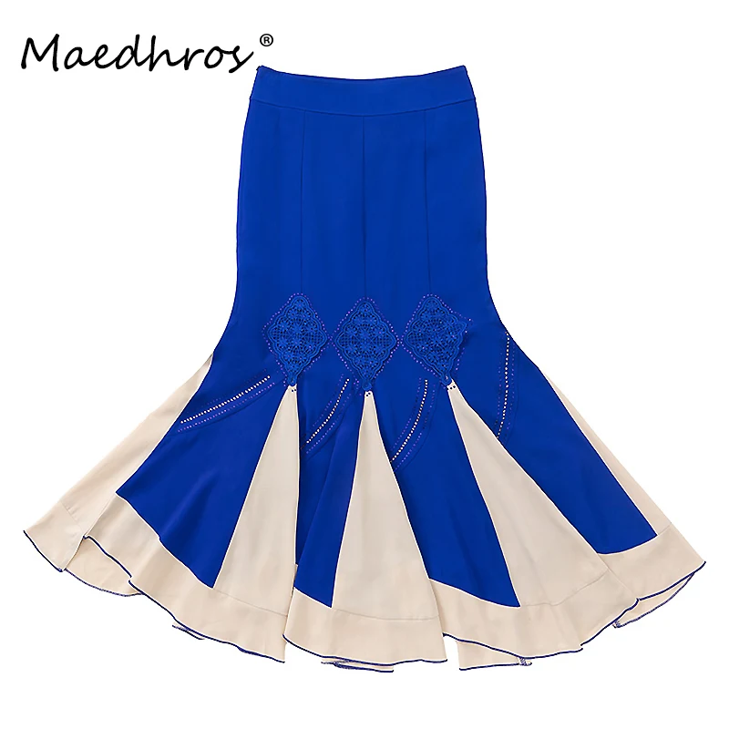 

Luxury Skirts for Women Stitching Flower Net Asymmetric Design Female Skirts Evening Party Elegant Clothing Vintage Silk Skirt