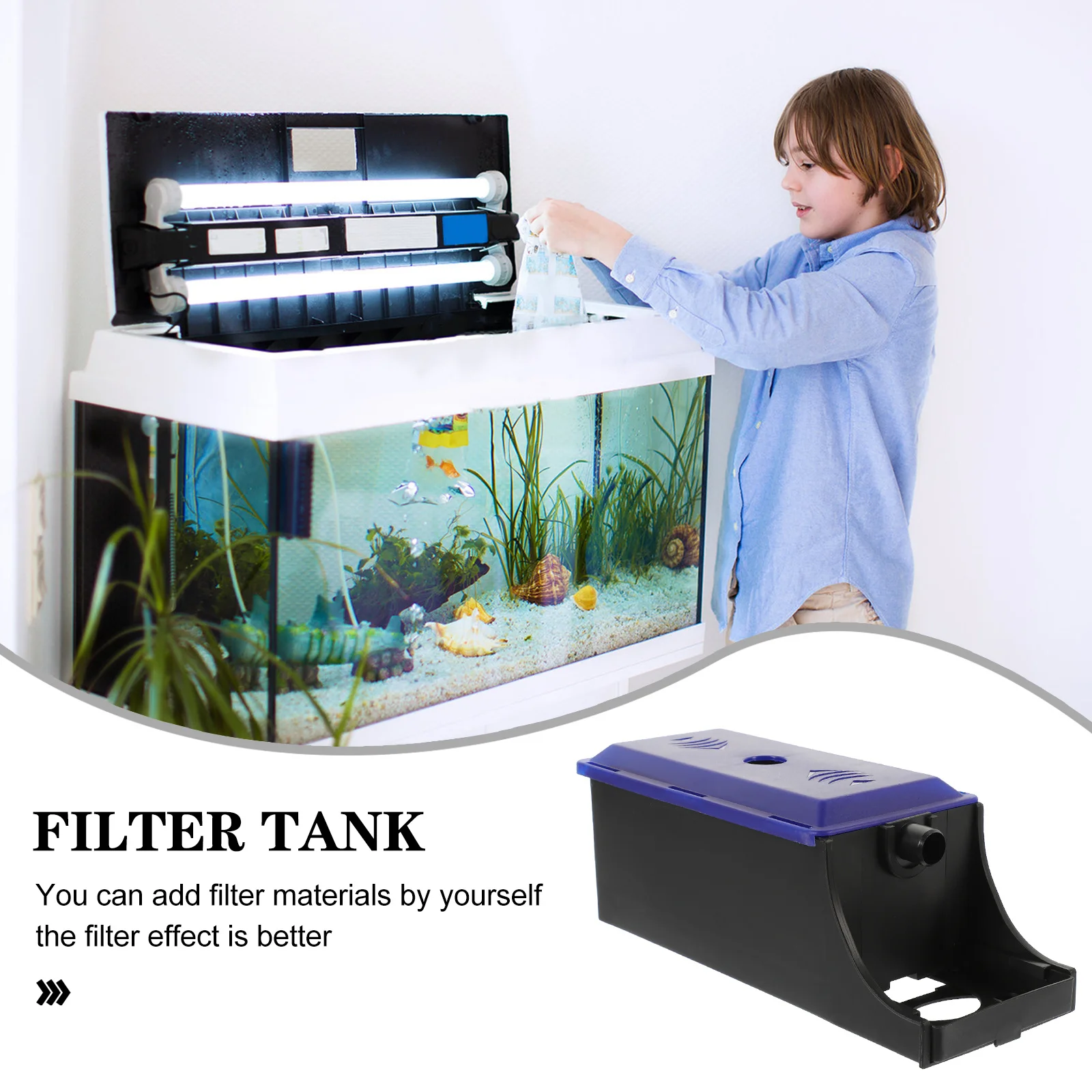 

Aquarium Filter Box Refillable Premium Material 41Cm Adjustable Bottom Tray for Fish Tank Filtration System Turtle Tank Filter