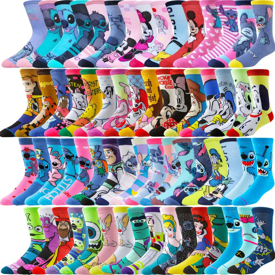 

Повседневные носки Disney с мультяшными рисунками для мужчин и женщин, модные забавные носки в стиле аниме, хип-хоп, уличная мода