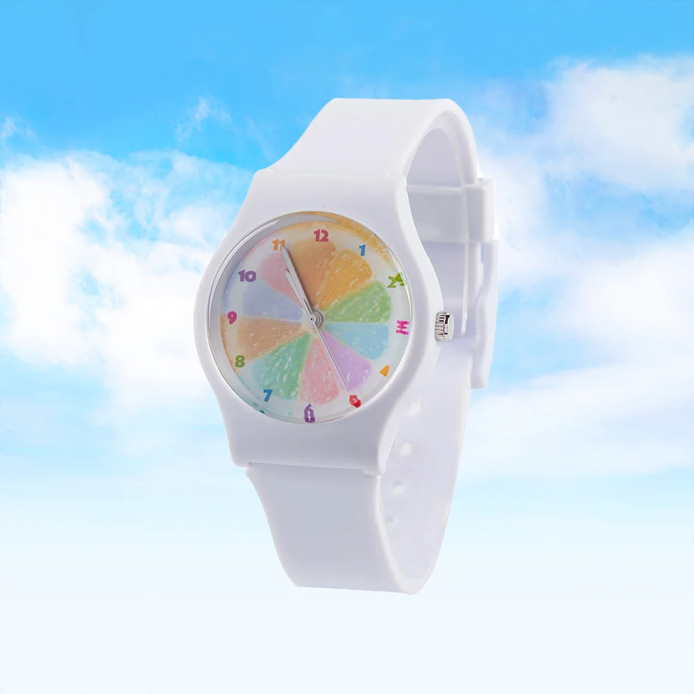 Colorful Orange Dial Sports Watch for Women Water Resistant Transparent Jelly Band Simple Design Lady's Girls Timepiece