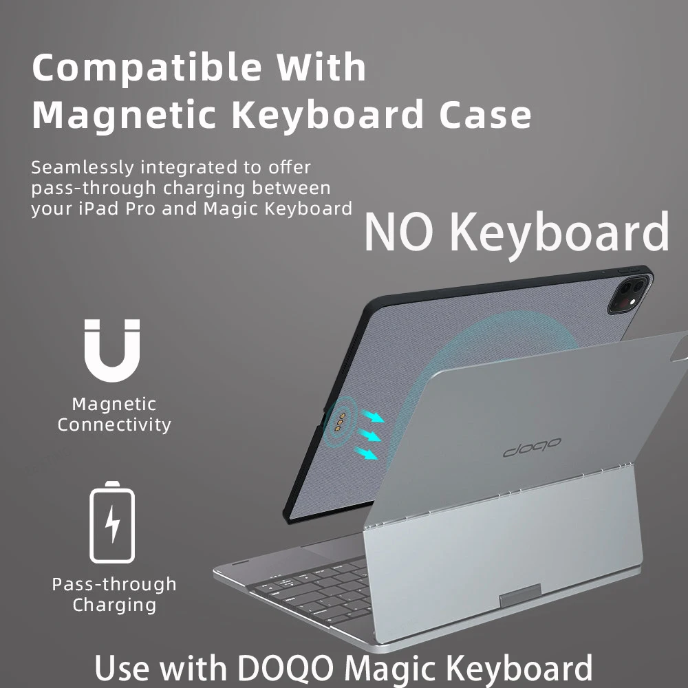 Imagem -05 - Doqo-magic Case Ultra Fino para Ipad Pro Tela Vertical Tampa Magnética sem Teclado 11 12.9 Air 10.9 sem Teclado