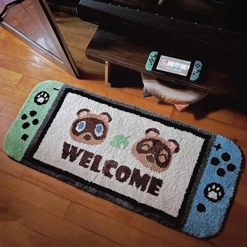 

Ковер для тафтинга Animal Crossing Switch, коврик для приветствия, нескользящий и водонепроницаемый тафтинговый ковер для спален и ванных комнат