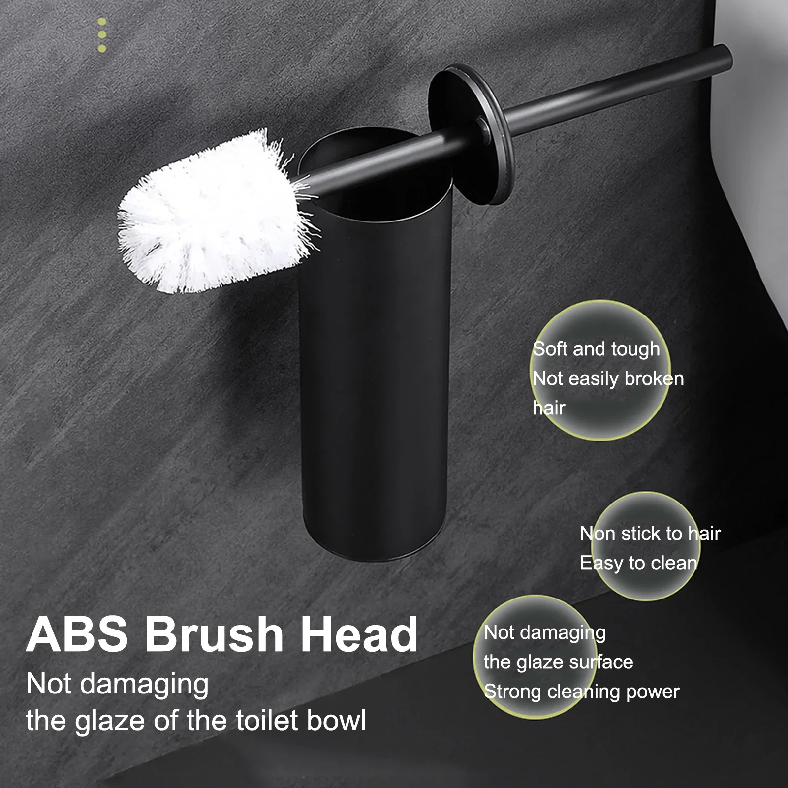 Stainless Steel Bathroom Toilet Brush Holder Accessories Black Toilet Brush Wall Mounted WC Cleaner Brush