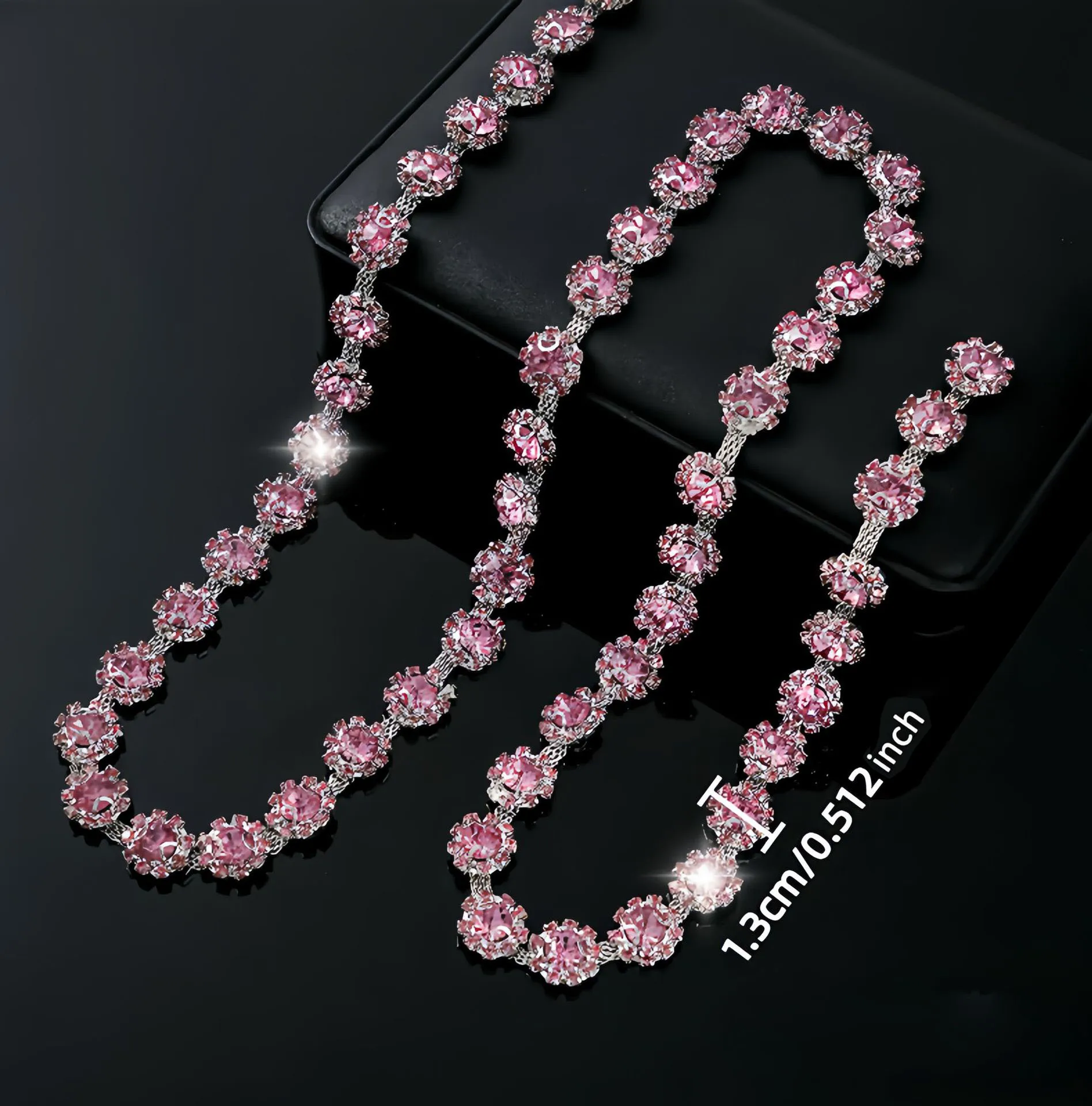 10 Yard Strass-Kette Kristall-Diamant-Accessoires DIY-Basteleien Hochzeitsdekoration Geschenk Sonnenblumenform Glänzendes Strass-Band – Detail 8