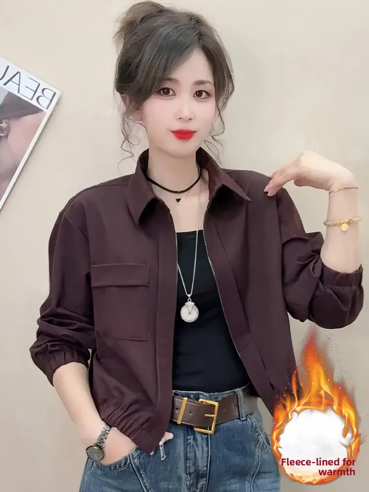 

Unique Faionable Thiened Autumn Winter Outerwear Women's Loose Fce Lined Cotton Jaet Sli Stand Collar Warm Coat