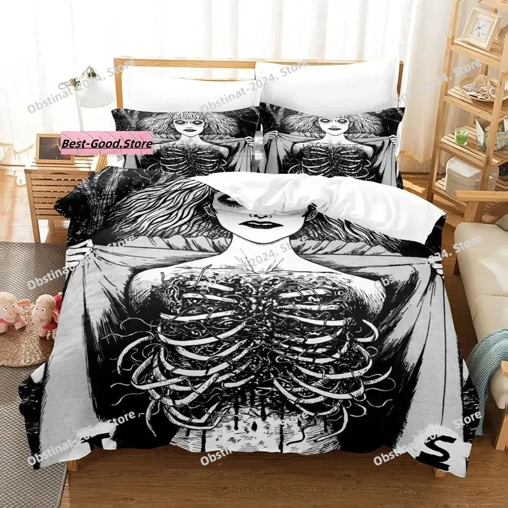 

Man Manga Junji Ito Bedding Set Print With Pillowcase Duvet Cover Soft Single Double Queen Super King Size Aldult Kid Bedroom