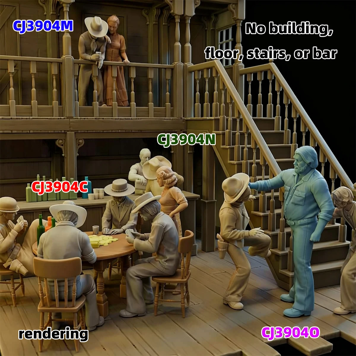 1/35 1/43 1/48 1/64 1/72 1/87 Modellbausatz 3D Harz Miniatur-Soldatenfiguren Diorama Unbemalte Wildwest-Saloon-Cowboys DIY – Detail 8