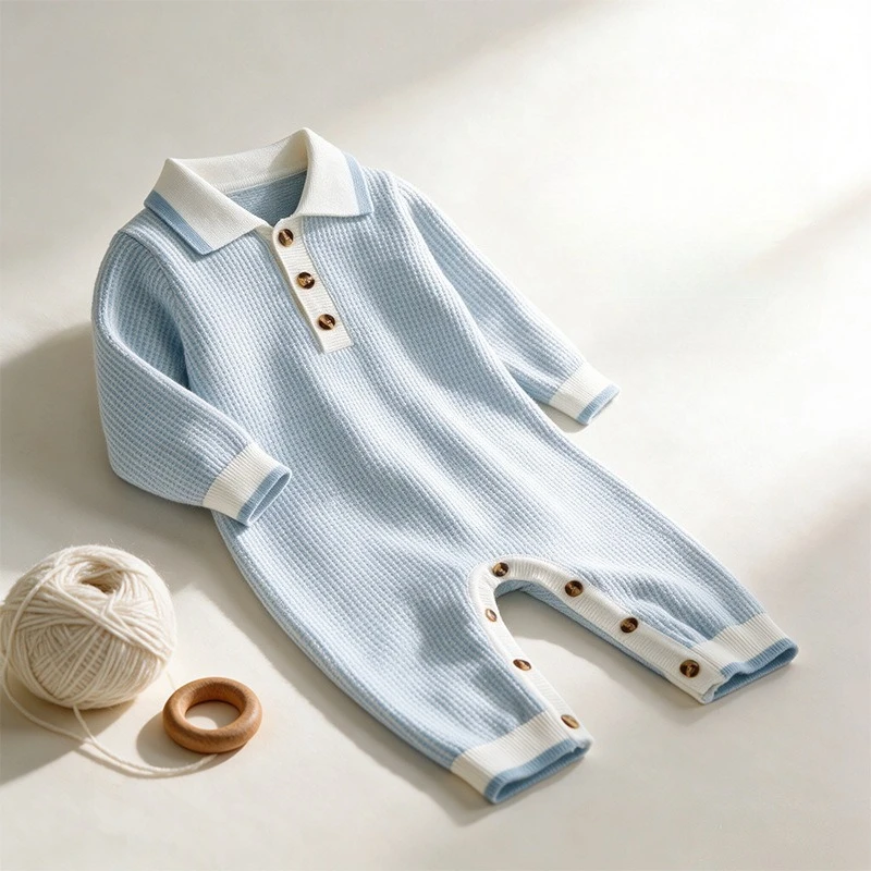 0-24M 100% Cotton Baby Romper Sweater Newborn Kid Boy Girl Winter Clothes Knit Warm Jumpsuit Casual Plain Thick Outfit