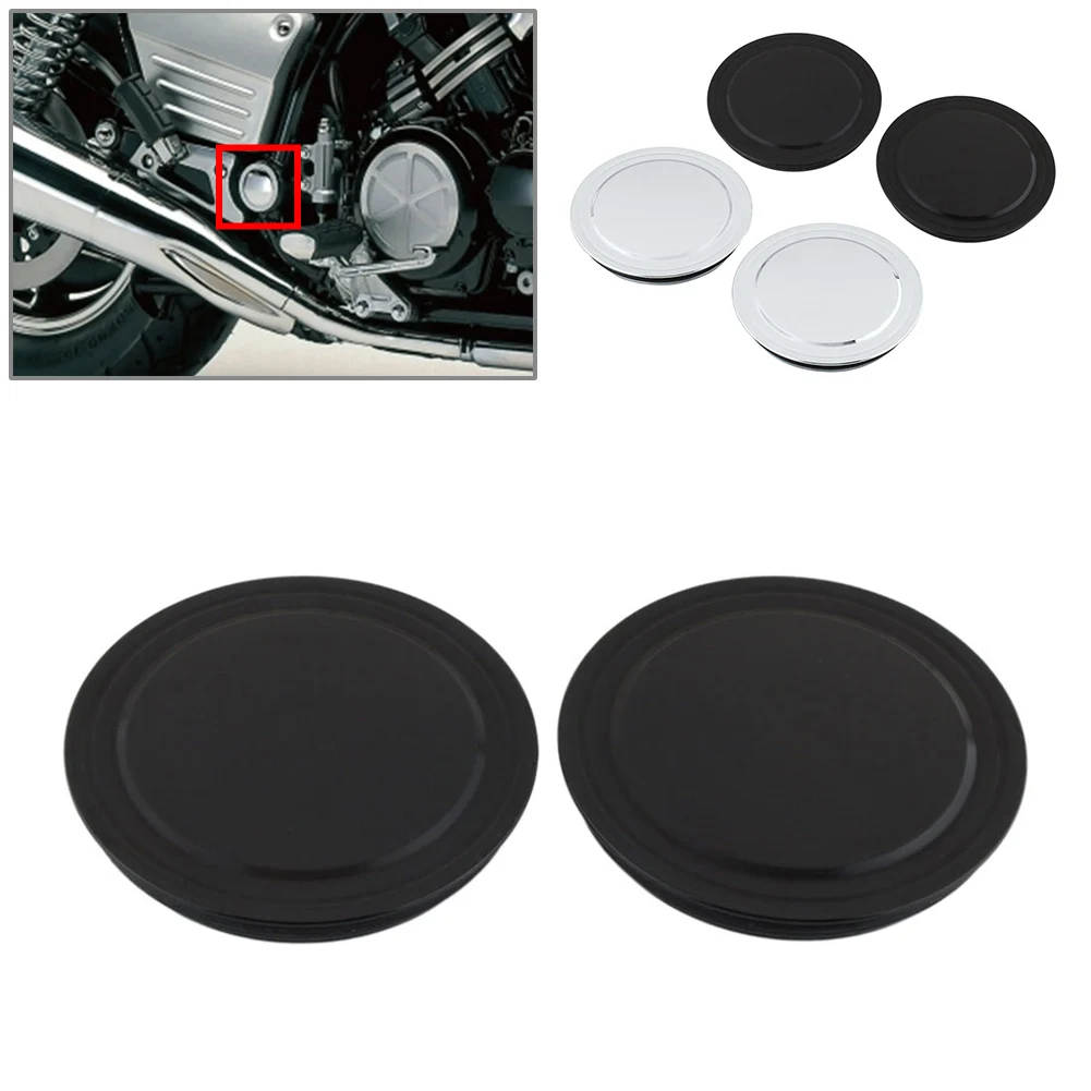1Pair Motorbike Alloy Frame Hole Plug Cap Cover Black/Silver for Yamaha VMAX 1200 1985-2007