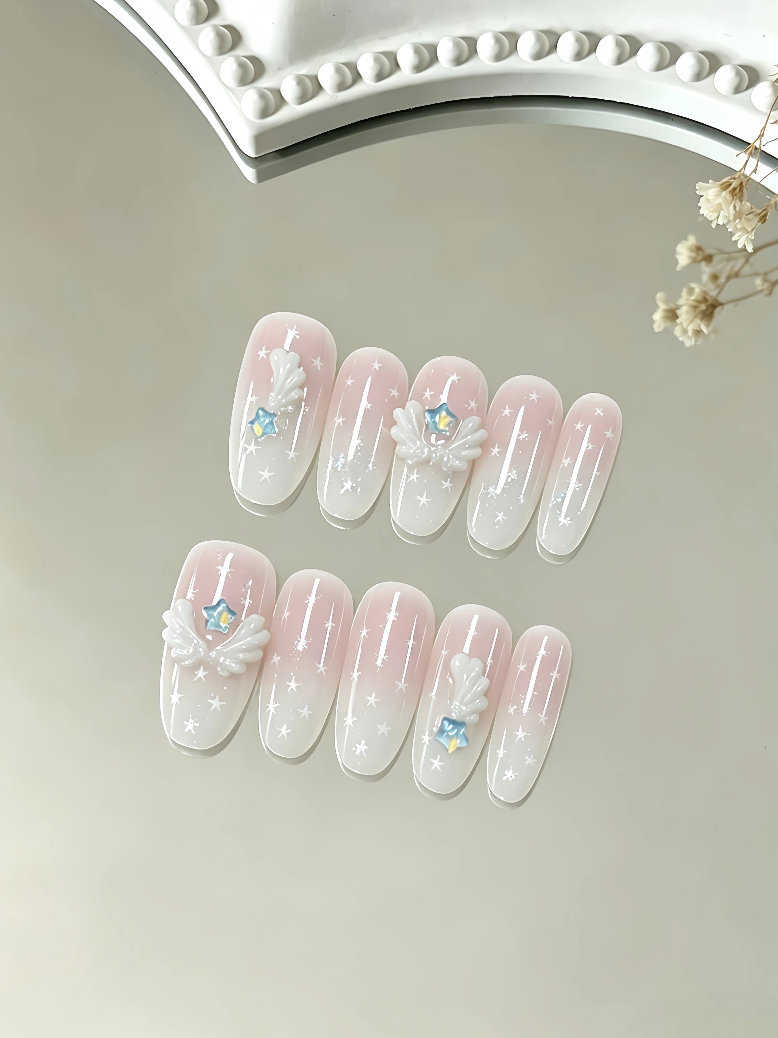 Nail Art Oval - 10 sztuk średniej długości owalnych paznokci